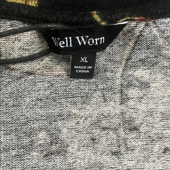 Well Worn Black Floral Long-Sleeve Top with Red, Pink & Gold Accents - Picture 2 of 3